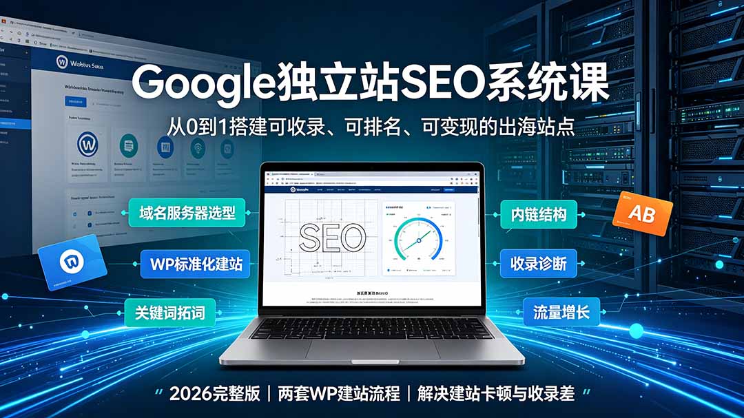 Google独立站SEO-7月系统课:出海基建×WordPress建站×AI内容生产×站内外优化×Search Console×AdSense变现-趣咪跨境