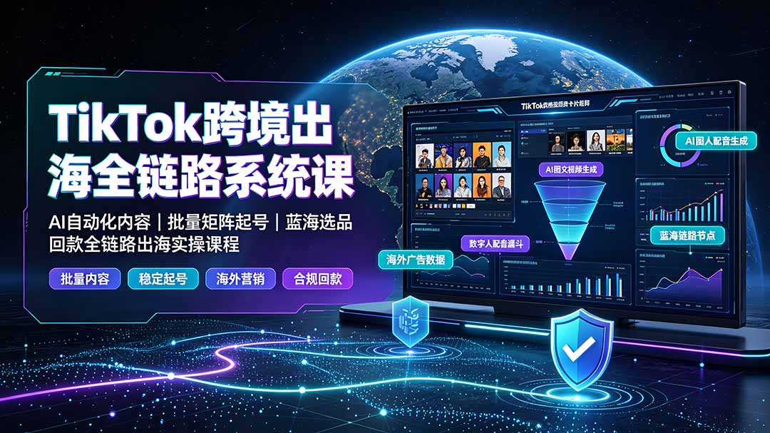 TikTok跨境全链路系统课:AI自动化与短视频运营实战攻略-趣咪跨境